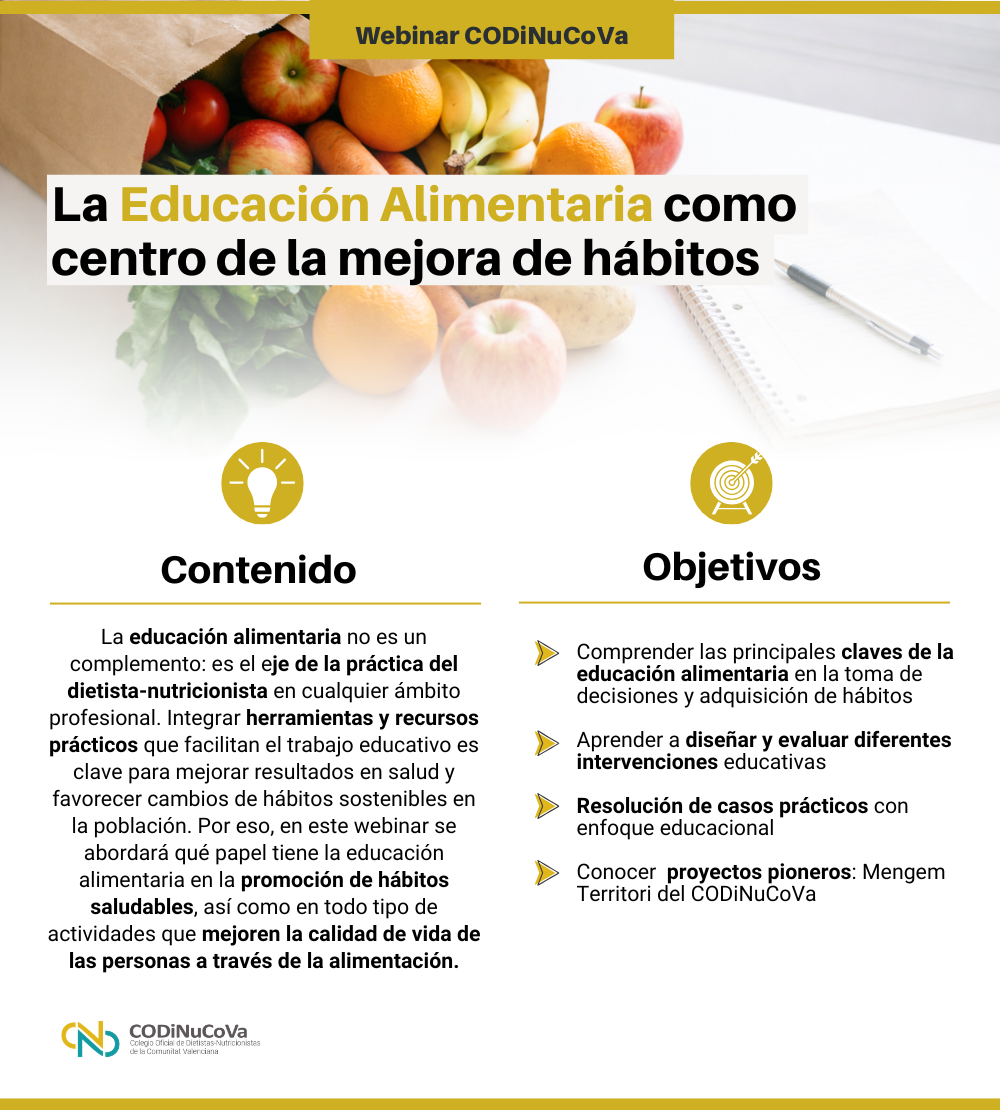 Webinar: "La Educación Alimentaria como centro de la mejora de hábitos" - Imagen 2
