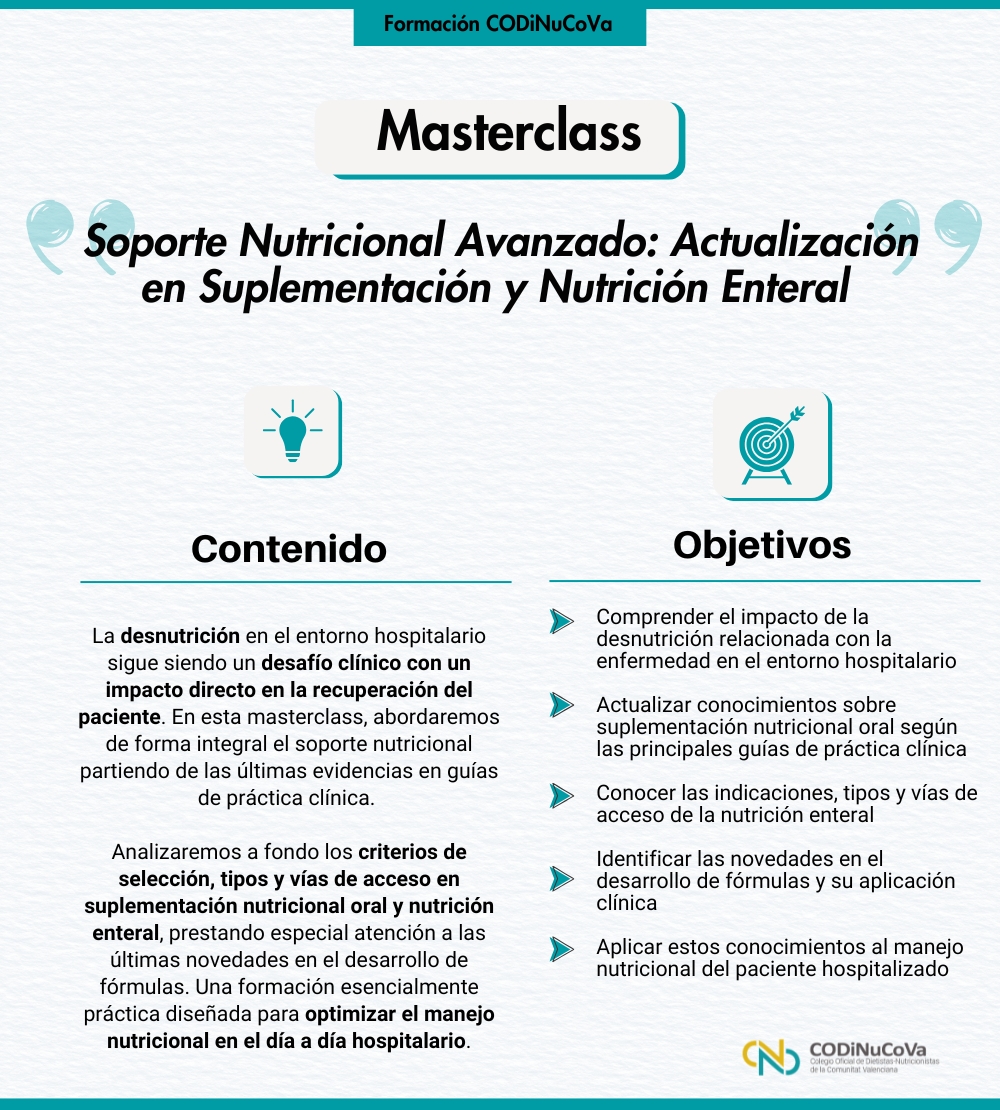 Masterclass: "Soporte Nutricional Avanzado: Actualización en Suplementación y Nutrición Enteral" - Imagen 3